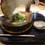 富小路 やま岸 - 猪 海老芋 葱の鍋