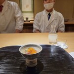 富小路 やま岸 - 海鼠 ハマボウフウ  このこの酢物と若狭の酒 早瀬浦 純米酒 浦底