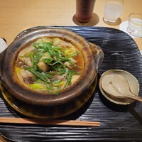 富小路 やま岸 - 猪 海老芋 葱の鍋と若狭の酒 早瀬浦 純米酒 浦底