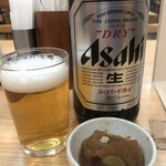 ときわ食堂 - ビール大瓶とお通し(560円)