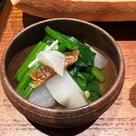 御幸町 田がわ - 八寸、蕪と菊菜のお浸し