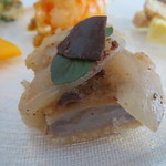 ビオディナミコ - 前菜盛合せ：赤海老のマリネとスペルト小麦、仔牛のカルピオーネ、バターナッツかぼちゃと紅くるり大根、仔羊のミンチとじゃが芋、帆立のソテーとブロッコリーのスファリナータ、蛸と根セロリ、プロシュート3