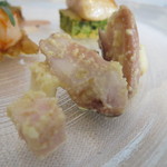 ビオディナミコ - 前菜盛合せ：赤海老のマリネとスペルト小麦、仔牛のカルピオーネ、バターナッツかぼちゃと紅くるり大根、仔羊のミンチとじゃが芋、帆立のソテーとブロッコリーのスファリナータ、蛸と根セロリ、プロシュート7