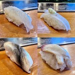 Takezushi - 鮃　細魚　小肌　炙り北寄貝