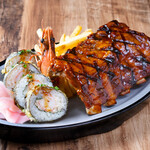 Baby back ribs & tempura shrimp Sushi