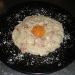 グリーンカフェ - 厚切りベーコンの月見カルボナーラ風リゾット