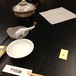Sazanka Tei - さざんか亭 本店の宴会料理の最初のセッティング（12.12）