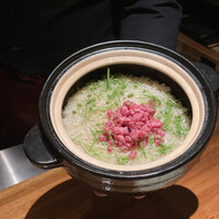 肉割烹 ASATSUYU - 黒毛和牛イチボの炊き込みご飯(浜名湖産あおさ入り赤だし付き)