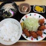 Nakayoshi - カキフライ定食　味噌汁をミニそばに変更 