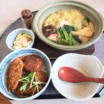 レストラン三宝 - ハーフ鍋焼うどん&ヒレカツ丼　1298円