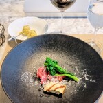 La Brianza - フォアグラフランブレザオラ菜の花。このフォアグラフランとても美味しかったの～(^^) もう最初からテンションMAXになっちゃうくらいなのよぉ