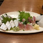Asahichou Sutando - 刺身3点盛り　太刀魚、鯵、すみいか