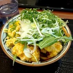 丸亀製麺  - タル鶏天ぶっかけ　690円　葱、生姜をトッピング