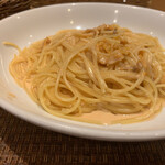トラットリア・コッレ - Aコース　¥1,100
            前菜（山形豚の自家製ハム）、パスタ、デザート
            生うにのクリームソーススパゲッティ（大盛り）
