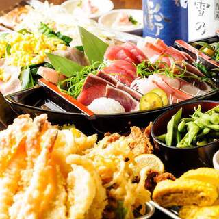 ぴち天自慢の天ぷらと鮮魚をコースで存分に堪能！
