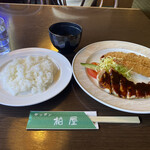 Kicchin Kashiwaya - Aランチ¥600ロース味噌焼と海老フライと白身フライ