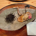 柚木元 - 小鴨の手羽ともも焼き 長野の香茸