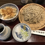 大坪屋彦七 - もりそば 大盛と白海老のミニ天丼(お昼のセット)