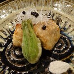 草庵 鍋島 - 対馬産穴子と蕗の薹の揚げ物