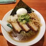 麺屋 六感堂 - 醤油グリーン麺（肉増し）＋味玉