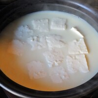 草庵 鍋島 - 朝食：嬉野の温泉湯豆腐]