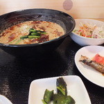 Unsui Rou - 坦々麺定食・・サラダとシシャモの味付けが絶妙！坦々麺も納得。