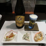 Kikuzou - 瓶ビールとお通し三種