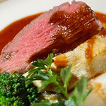 和フレンチバル村塾 屋根裏 別邸 - ・大麦牛ウワミスジのロースト　赤ワインソース
      マッシュポテト　エリンギ　茄子　ブロッコリー　カブ