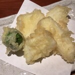 めしの助 - すみいか天(芽キャベツ天サービス)