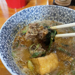 麺哲支店 麺野郎 - お肉厚揚げホウレンソウ〜╰(*´︶`*)╯