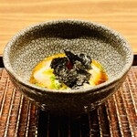 おが和 - ☆天然とらふぐ白子（山口・下関）、焼き海苔と刻みネギ、卵黄ポン酢がけ