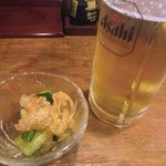 Kushi nobou - お通しと生ビール