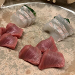 宮坂 - 平目も本鮪の背トロも、感動レベルの美味しさ。お造りでここまでしみじみ唸ったのは初めてかも。