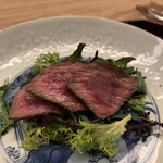 宮坂 - 実山椒のソースと相性良しの但馬玄。さっぱりいただけるのが嬉しい。