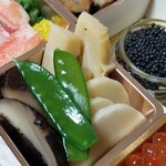 馳走 啐啄一十  - ⑧くぬぎ原木椎茸(岡山県美作産)
      ⑨朝堀り筍(鹿児島県阿久根産)
      ⑩さやえんどう