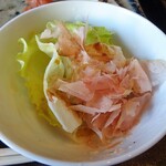 草庵 鍋島 - 朝食：嬉野の温泉湯豆腐（レタスしゃぶしゃぶ）