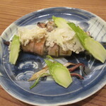 Sakana Ryourina Waya - ヤリイカの詰め物　中は牡蠣　地の野菜達