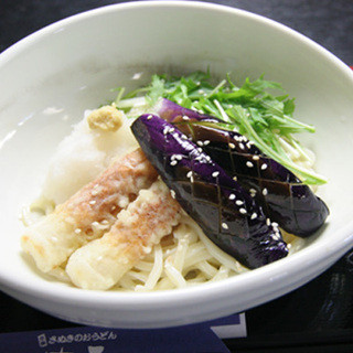 はなこ - 特選ぶっかけうどん茄子と竹輪天ぷら850円