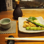 すし処 錦 - 燗酒 ＆ ホタテ＆アスパラ バター焼き