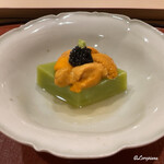 御料理 寺沢 - 碓井豆豆富に生海胆とキャビア