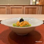 御料理 寺沢 - 碓井豆豆富に生海胆とキャビア