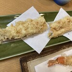 富の蔵  - 長い穴子はシェアしますか、と切ってくれました。カリカリしっぽラブ^_^