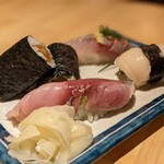 鮨 蒼井 - 握り追加　干瓢巻き、アジ、しめ鯖、ホタテ