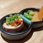 鮨 蒼井 - お通し　あん肝、そら豆、青柳