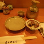 菊水鮓 - あなご肝，日本酒は宗玄