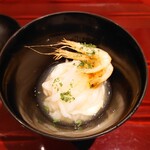 銀座 しのはら - 白海老と雲丹の蒸し寿司