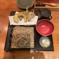 蕎麦 蘇枋 - 季節の野菜天せいろ。大盛。