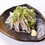 Horse mackerel and flavored vegetables dressed with yuzu and ponzu sauce
