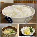Hisamoto - ご飯にお味噌汁、お漬物も全部美味しい♪