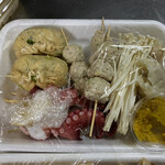 花くじら - お持ち帰り (ねぎ袋2、たこ2、つくね4、えのき1、海老餃子2、ホタテ貝2)